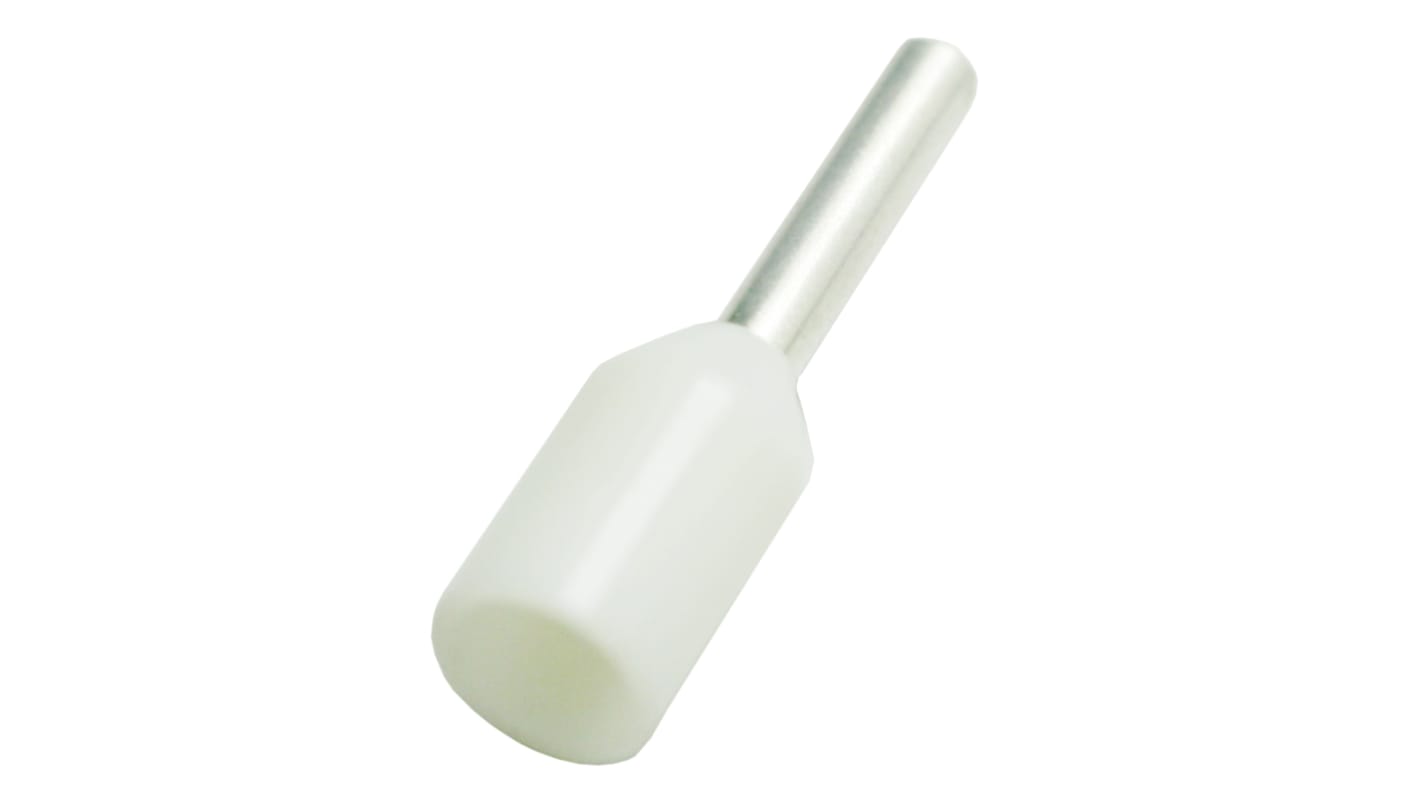 RS PRO Insulated Bootlace Ferrule, 6mm Pin Length, 1.0mm Pin Diameter, 20mm² Wire Size, White