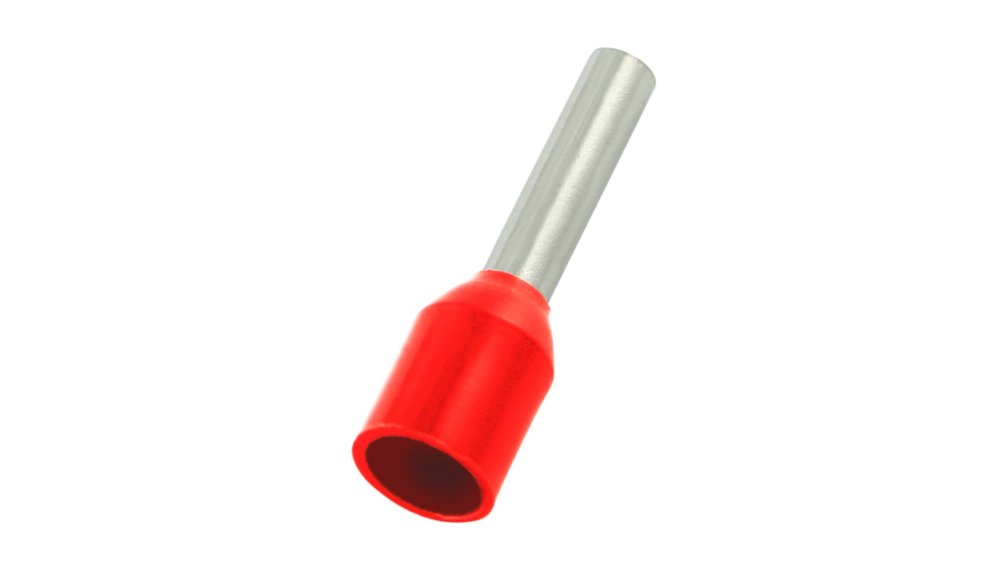 Terminal de puntera hueca RS PRO, Aislado, Pin de 8mm, Rojo 16AWG 1.5mm² 16AWG 1.5mm²