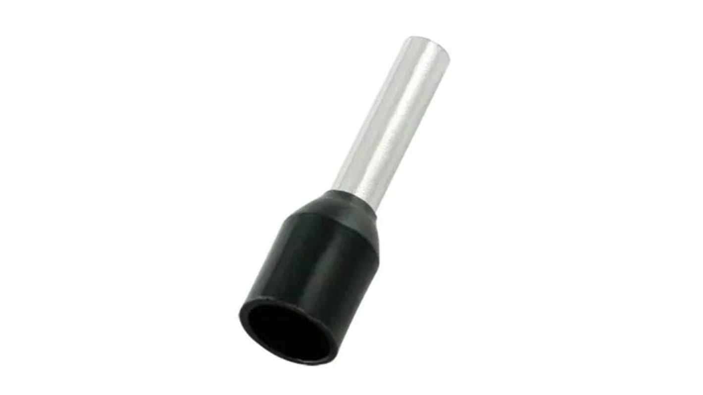 RS PRO Insulated Bootlace Ferrule, 10mm Pin Length, 1.7mm Pin Diameter, 1.5mm² Wire Size, Black