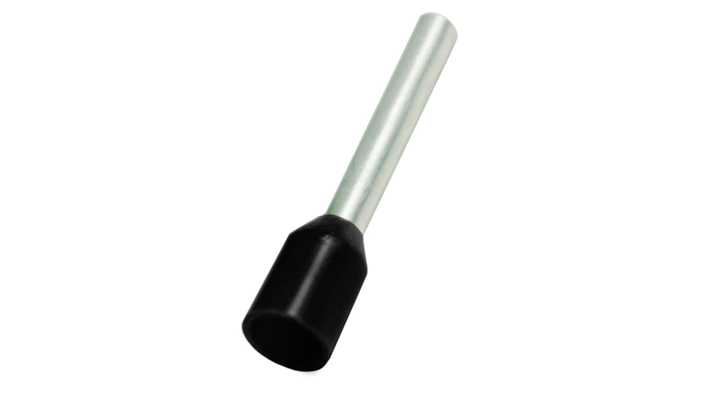 Terminal de puntera hueca RS PRO, Aislado, Pin de 12mm, Negro 16AWG 1.5mm² 16AWG 1.5mm²