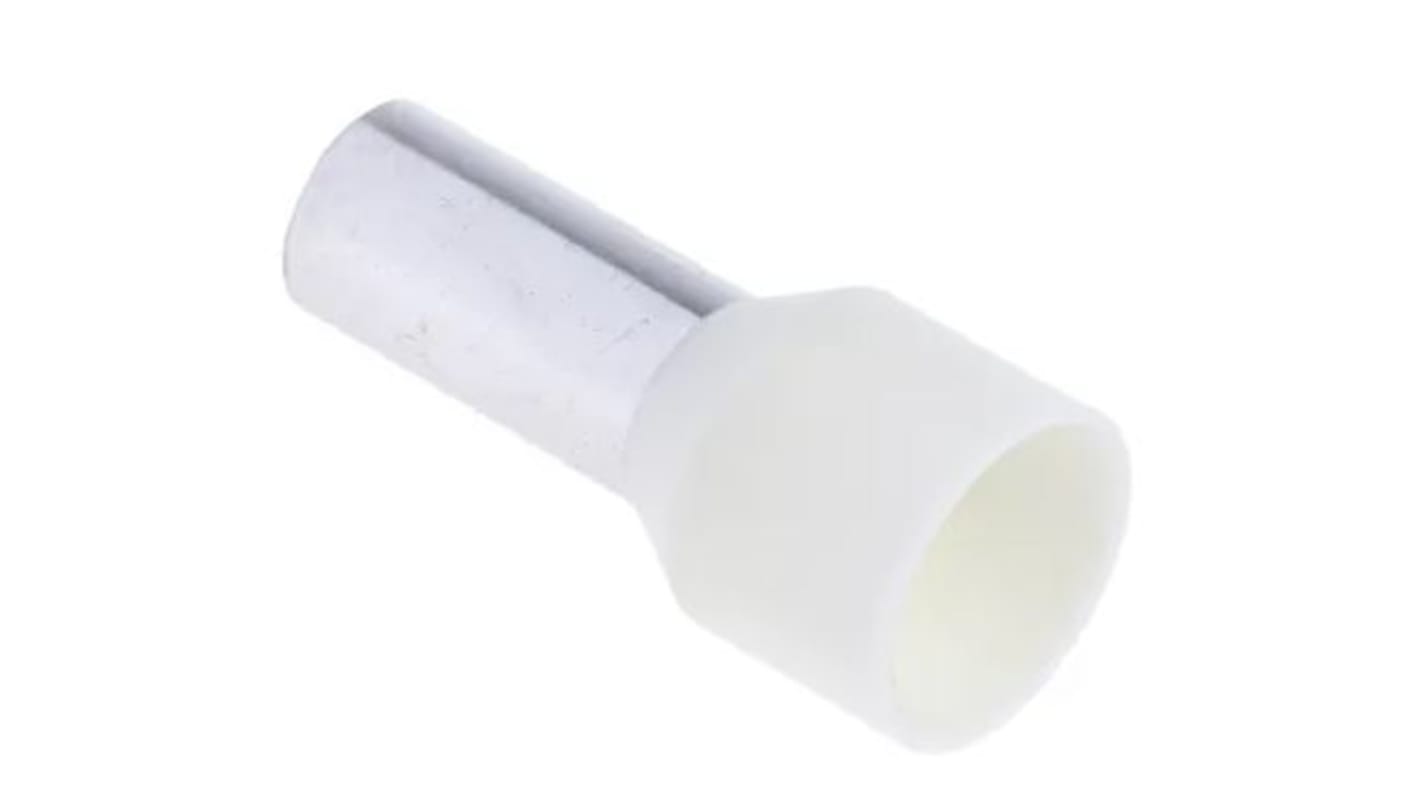 RS PRO Insulated Bootlace Ferrule, 12mm Pin Length, 5.8mm Pin Diameter, 16mm² Wire Size, Ivory