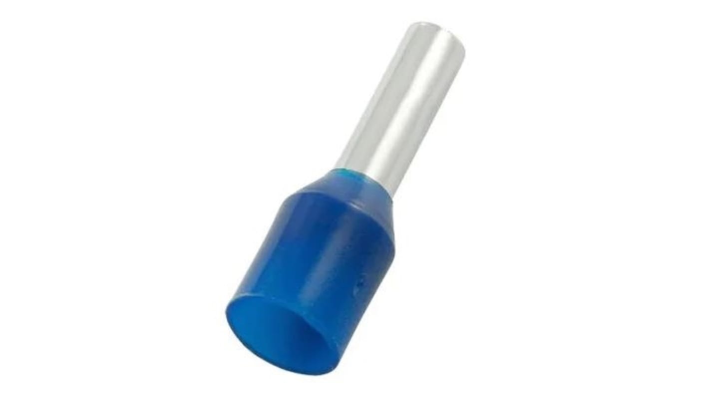 RS PRO Insulated Bootlace Ferrule, 18mm Pin Length, 5.8mm Pin Diameter, 16mm² Wire Size, Blue