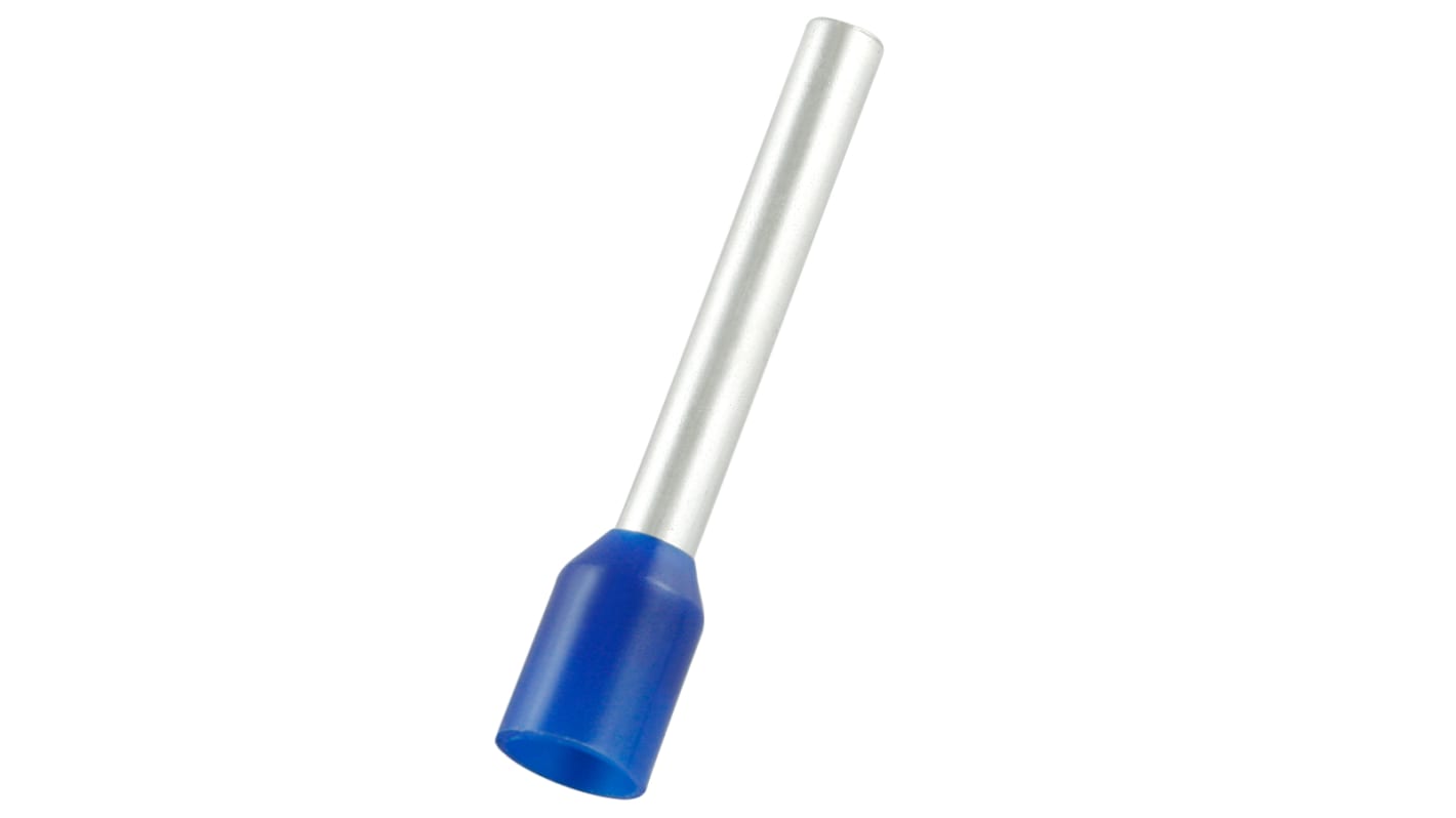 RS PRO Aderendhülse bis 2.5mm², Stift ø 2.2mm, Blau, Nylon, 18mm, 25.4mm, Isoliert, 14AWG max.