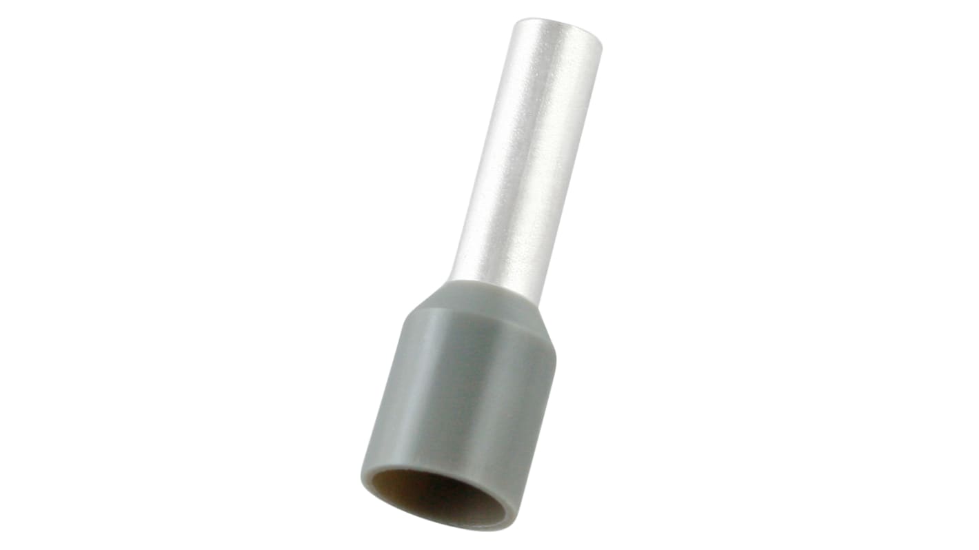 RS PRO Insulated Bootlace Ferrule, 10mm Pin Length, 2.8mm Pin Diameter, 4mm² Wire Size, Grey