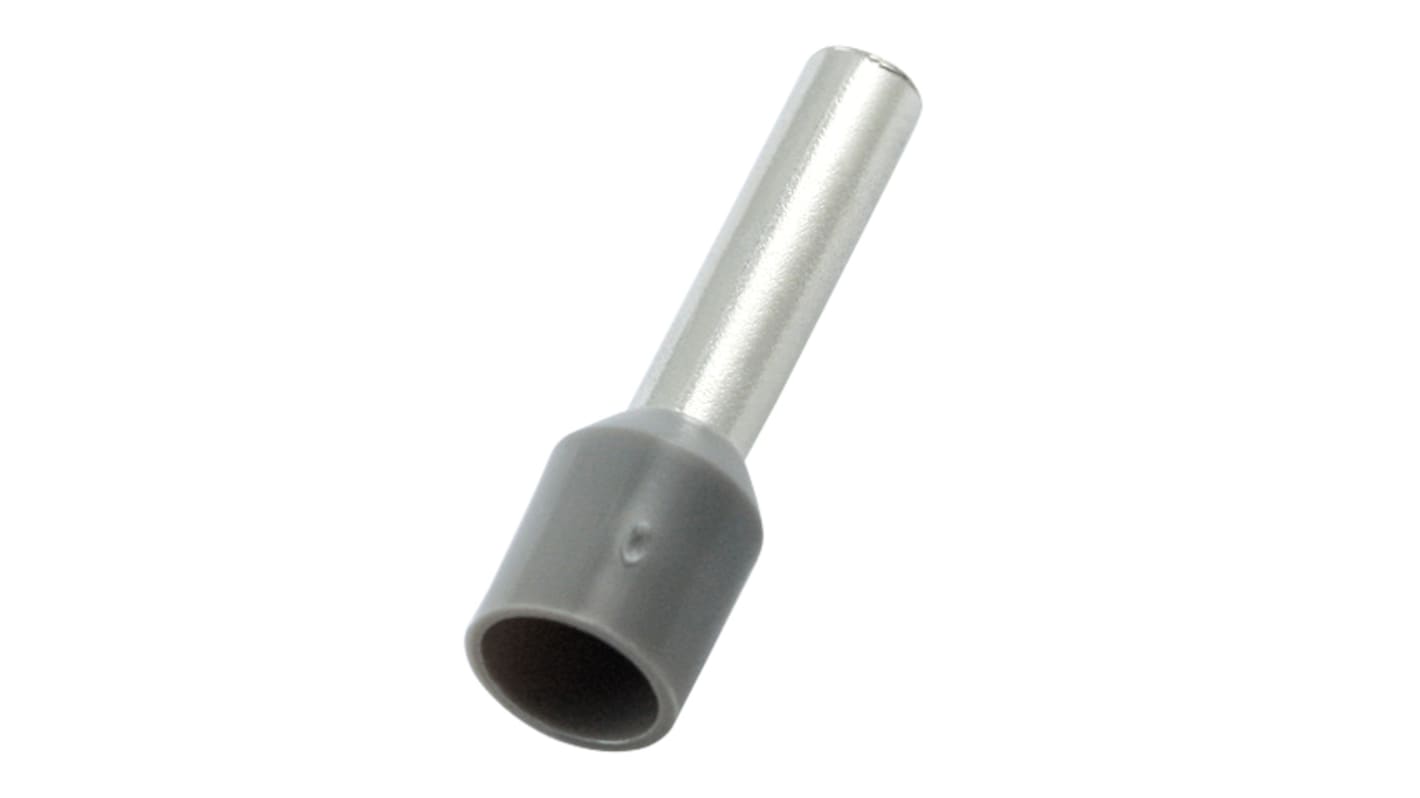 RS PRO Insulated Bootlace Ferrule, 12mm Pin Length, 2.8mm Pin Diameter, 4mm² Wire Size, Grey