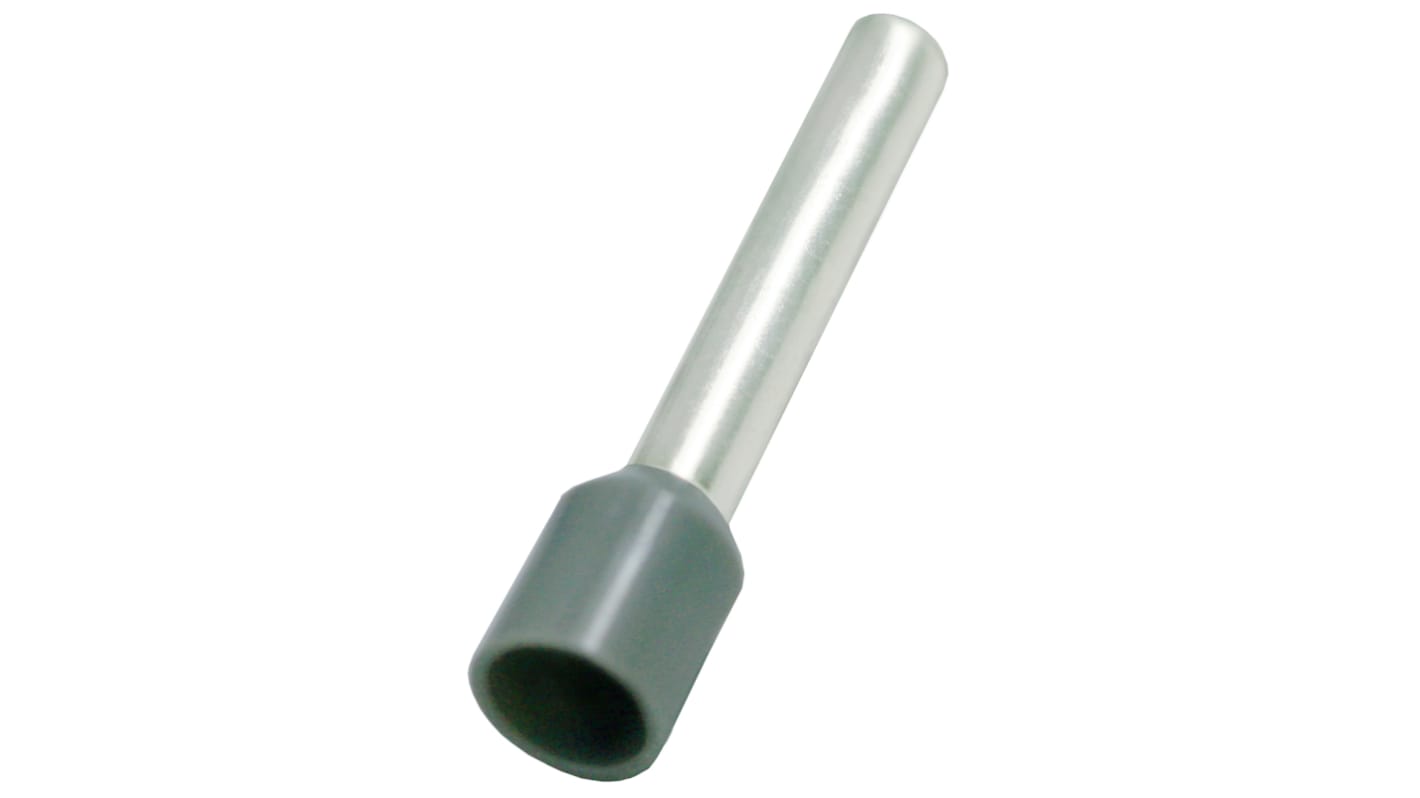 RS PRO Insulated Bootlace Ferrule, 18mm Pin Length, 2.8mm Pin Diameter, 4mm² Wire Size, Grey