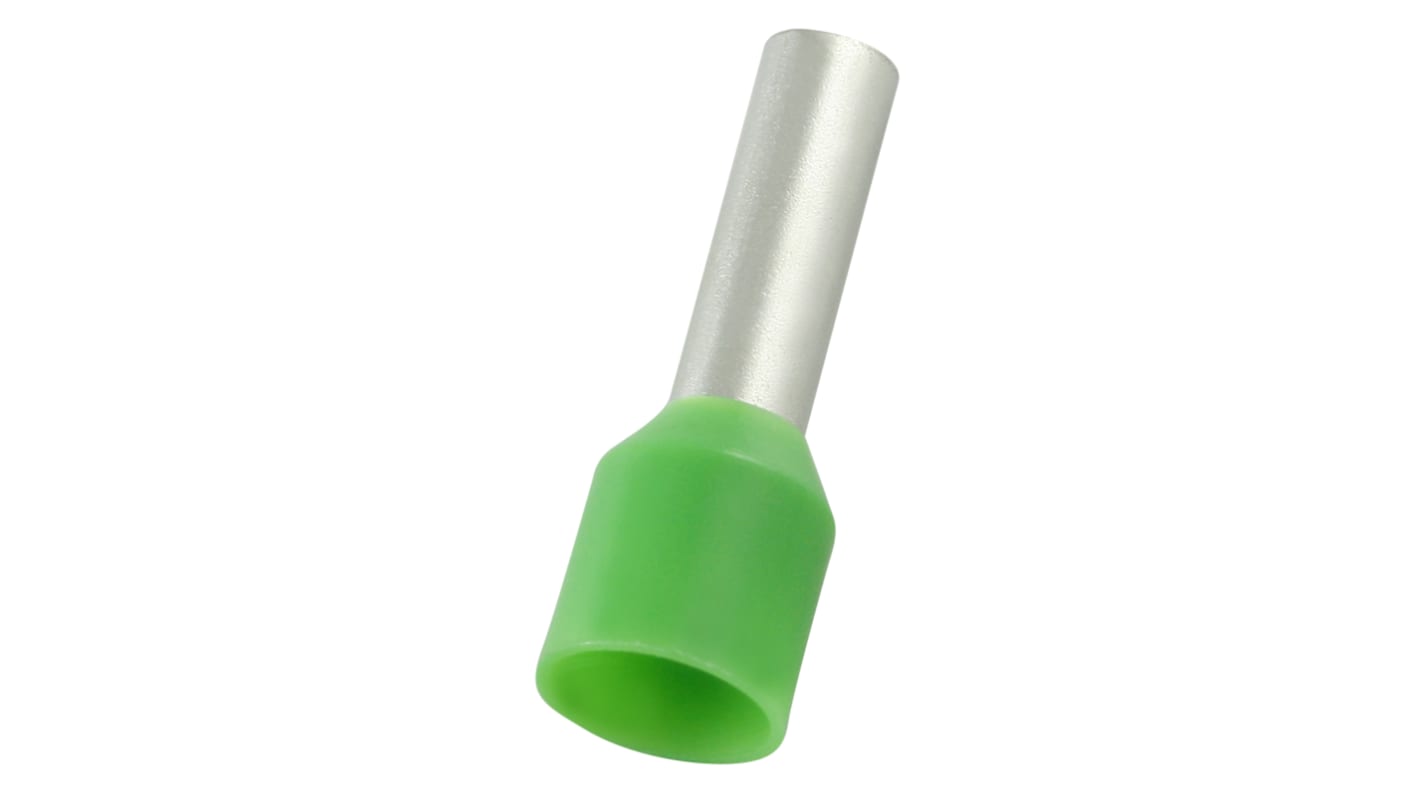 Terminal de puntera hueca RS PRO, Aislado, Pin de 10mm, Verde 10AWG 6mm² 10AWG 6mm²