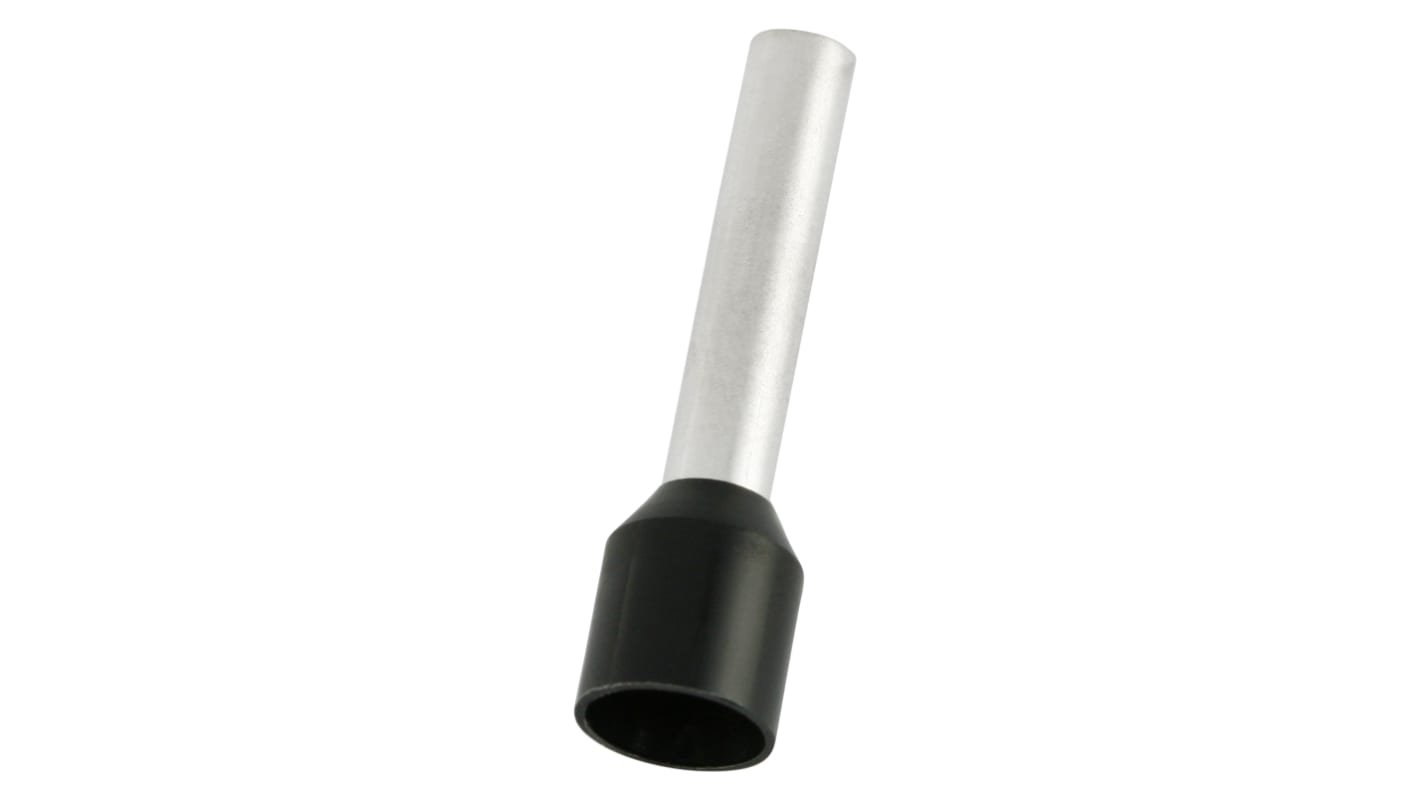 RS PRO Insulated Bootlace Ferrule, 18mm Pin Length, 3.5mm Pin Diameter, 6mm² Wire Size, Black