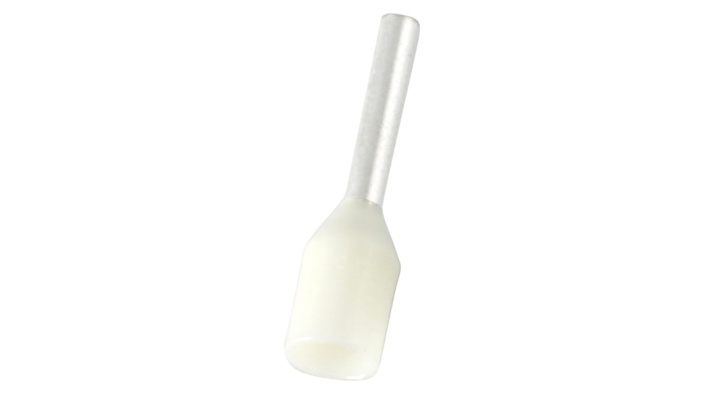 Terminal de puntera hueca RS PRO, Aislado, Pin de 8mm, Blanco 18AWG 18mm² 18AWG 0.75mm²