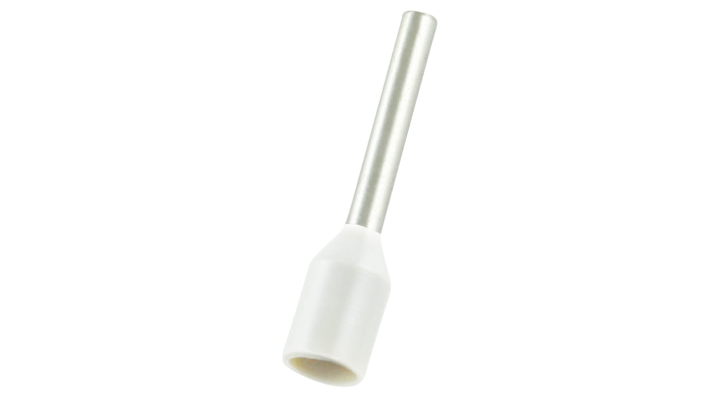 RS PRO Insulated Bootlace Ferrule, 10mm Pin Length, 1.2mm Pin Diameter, 18mm² Wire Size, White
