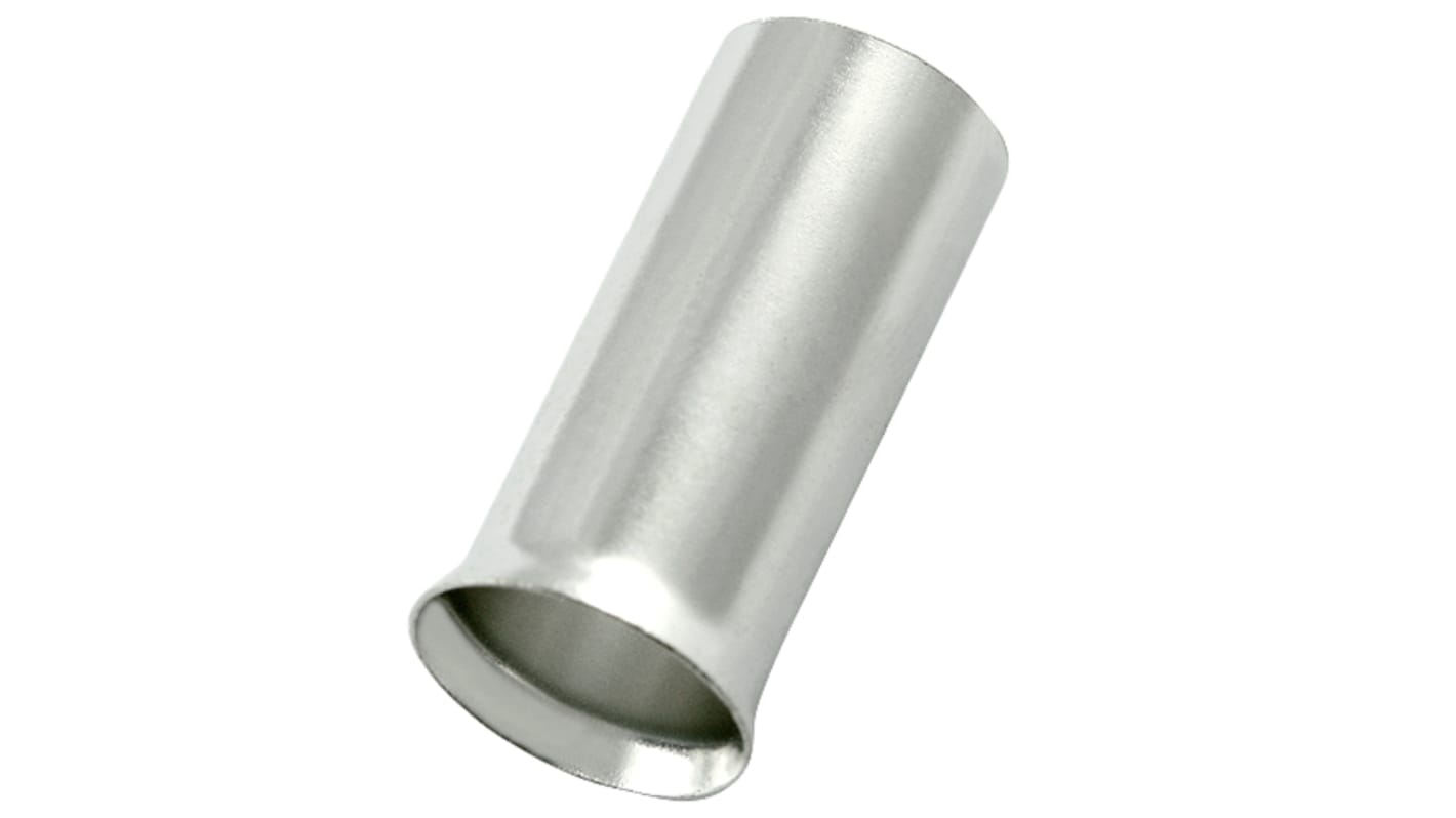 RS PRO Bootlace Ferrule, 12mm Pin Length, 3.5mm Pin Diameter, 6mm² Wire Size, Silver