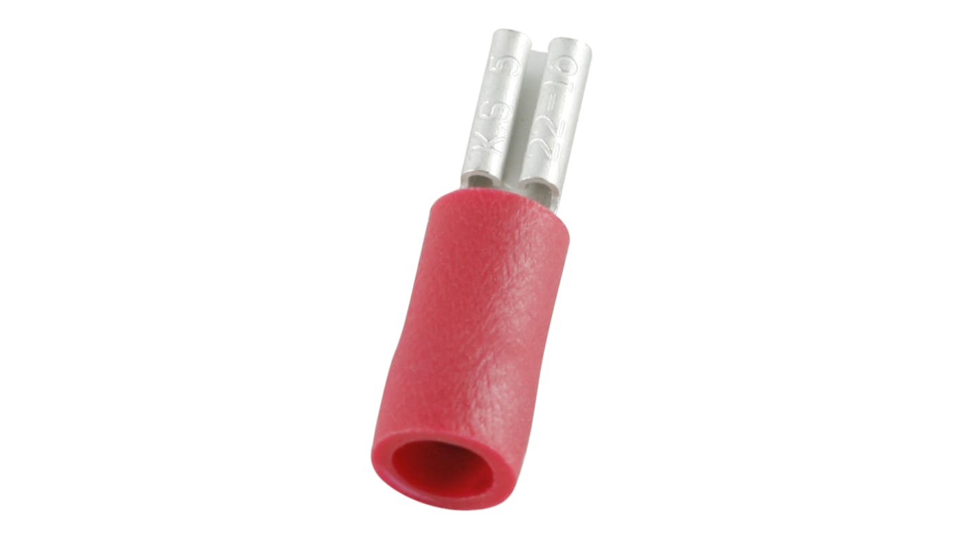 RS PRO Red Insulated Female Spade Connector, Double Crimp, 2.8 x 0.5mm Tab Size, 0.5mm² to 1.5mm²