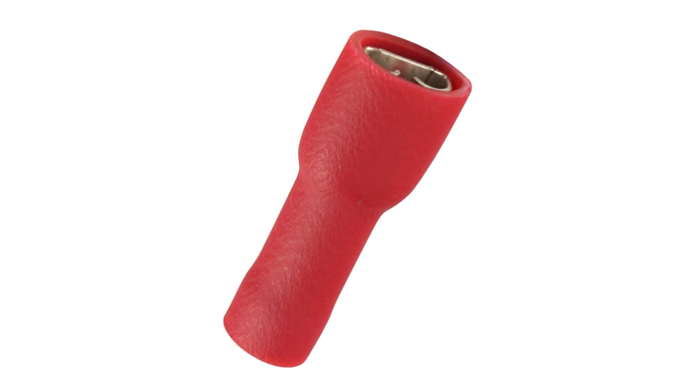 RS PRO Red Insulated Female Spade Connector, Double Crimp, 0.8 x 4.75mm Tab Size, 0.5mm² to 1.5mm²