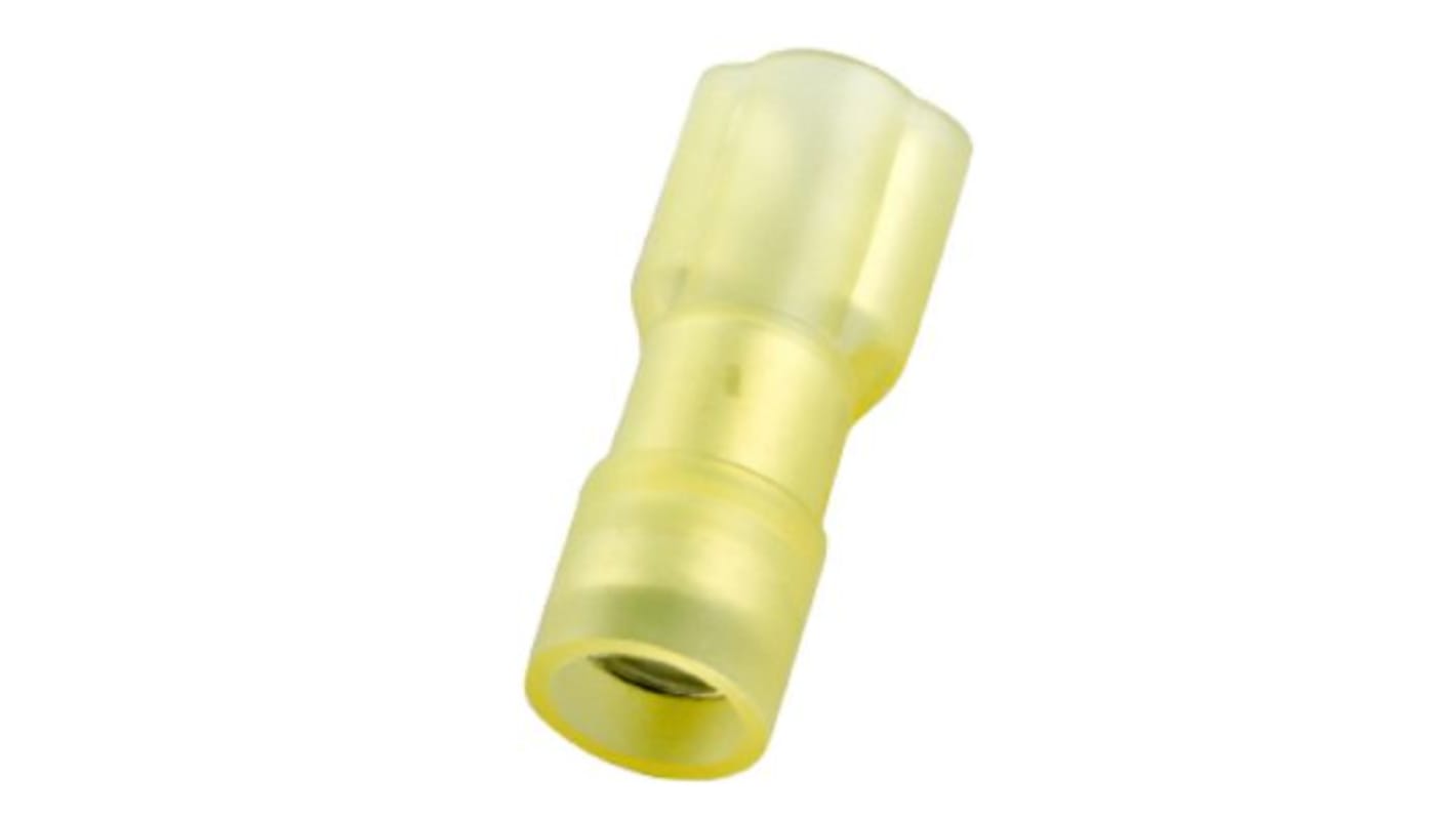 RS PRO Yellow Insulated Female Spade Connector, Double Crimp, 6.35 x 0.8mm Tab Size, 4mm² to 6mm²
