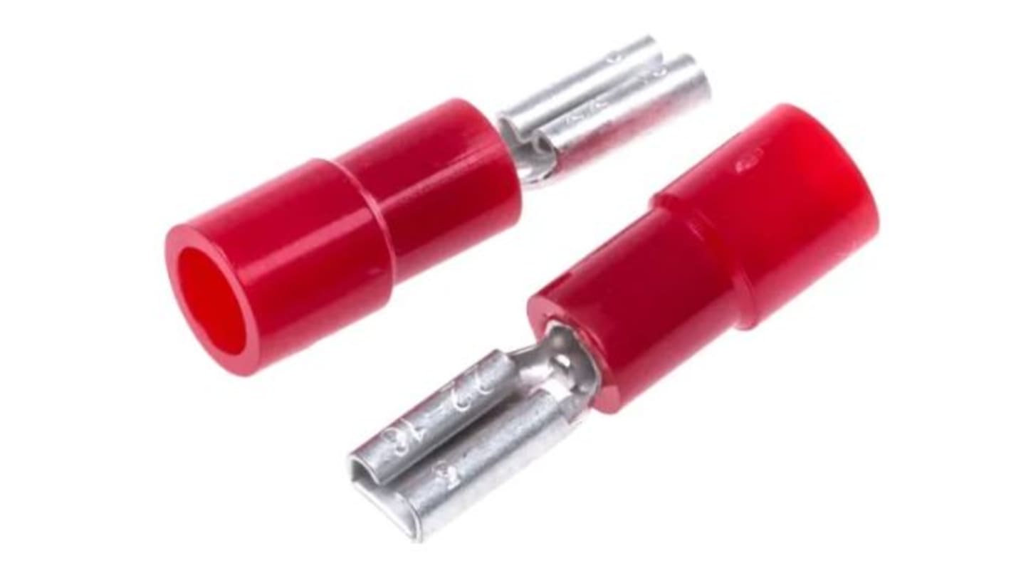 RS PRO Red Insulated Female Spade Connector, Receptacle, 2.8 x 0.5mm Tab Size, 0.5mm² to 1.5mm²