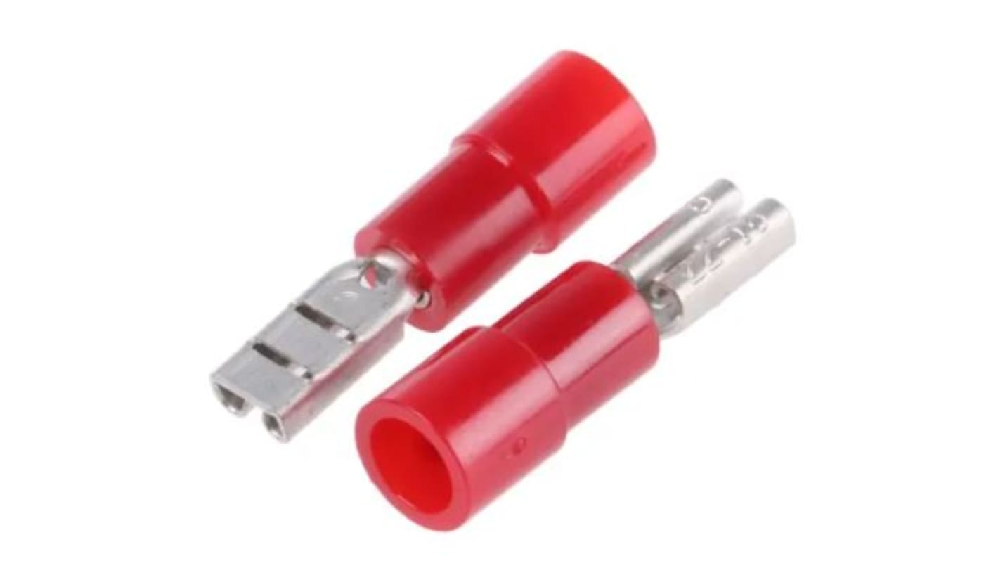 RS PRO Red Insulated Female Spade Connector, Receptacle, 2.8 x 0.8mm Tab Size, 0.5mm² to 1.5mm²
