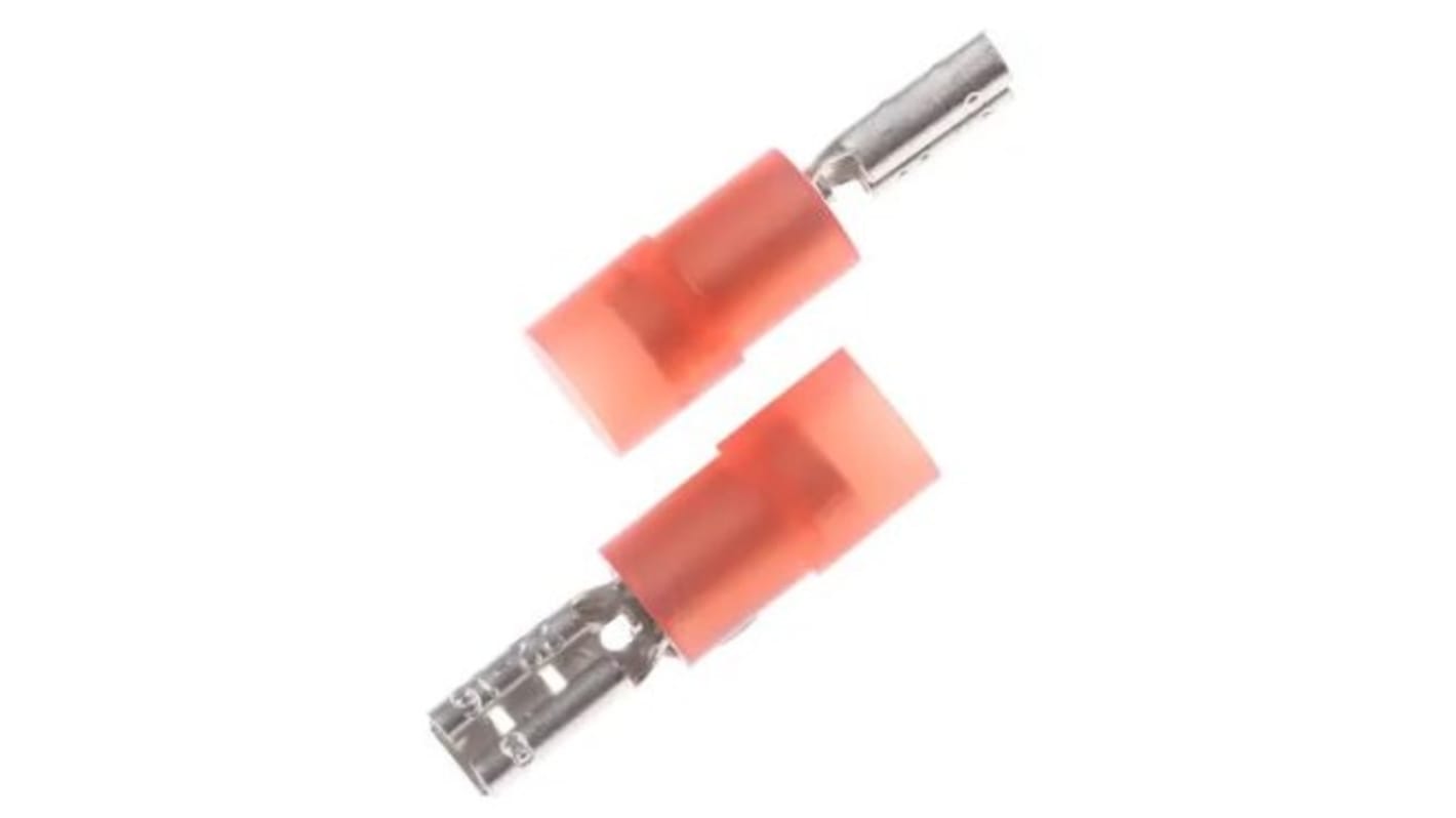 Cosse faston RS PRO, 0,5 → 1,5 mm², 22 → 16 AWG, Isolée, Rouge