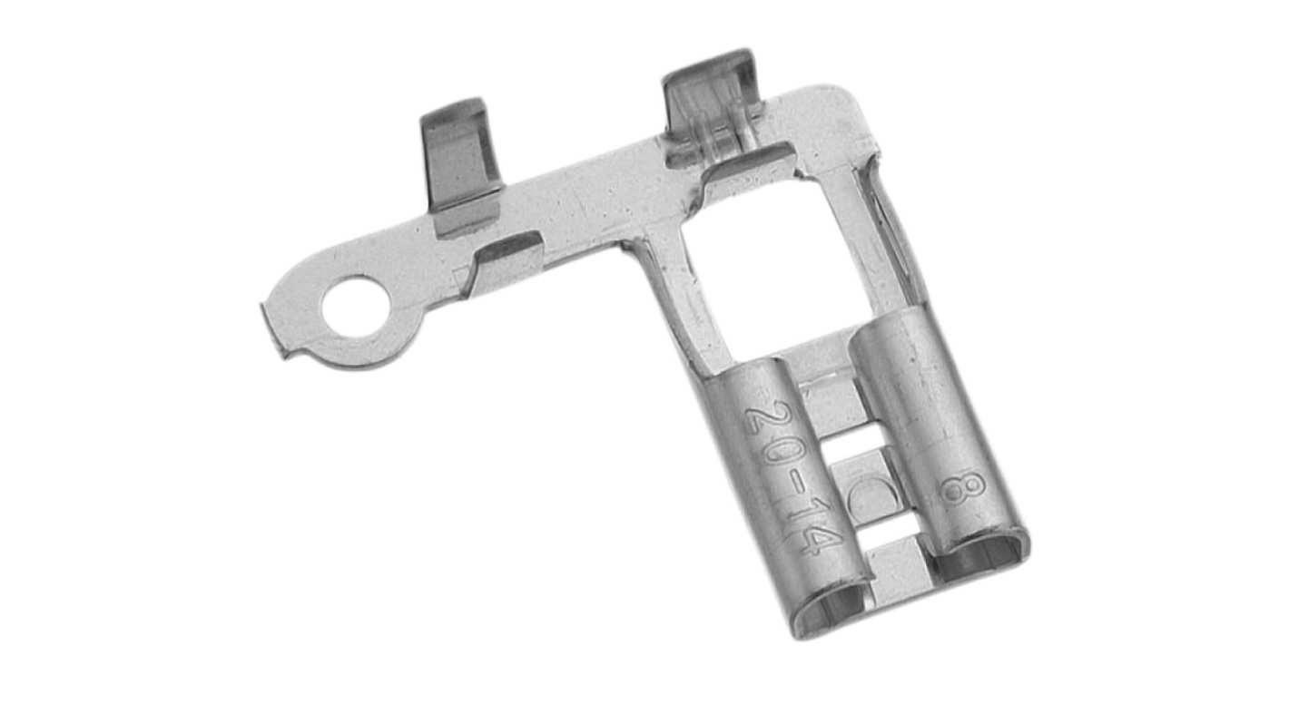 RS PRO Grey Uninsulated Female Spade Connector, Open barrel, 6.35 x 0.8mm Tab Size, 0.5mm² to 2mm²