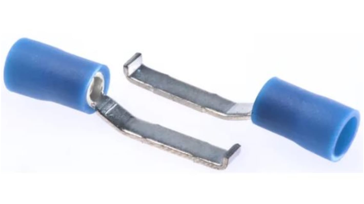 Terminale a lama a crimpare ricurvo RS PRO, lama 17.4mm, 1.5mm² - 2.5mm², Blu Non protetto