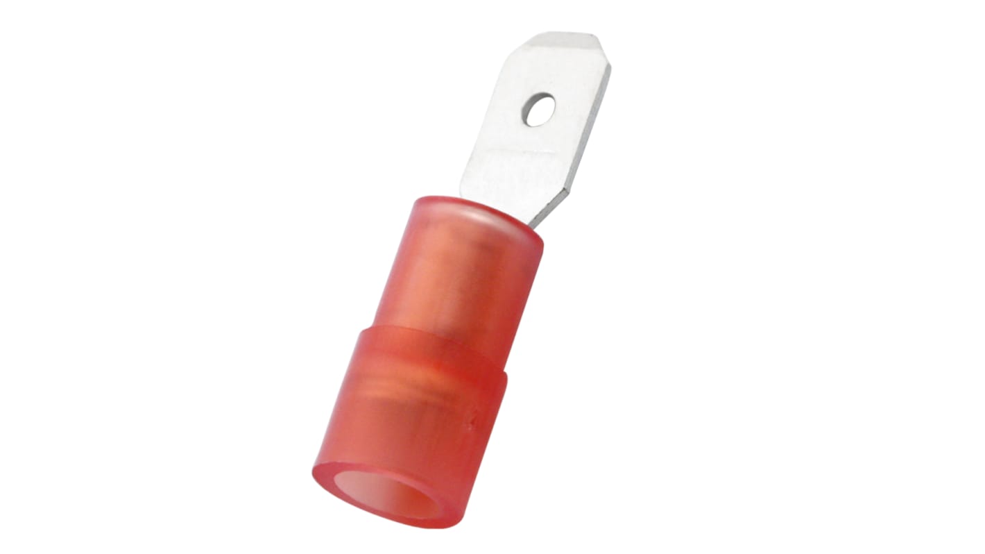 RS PRO Red Insulated Male Spade Connector, Double Crimp, 4.75 x 0.8mm Tab Size, 0.5mm² to 1.5mm²