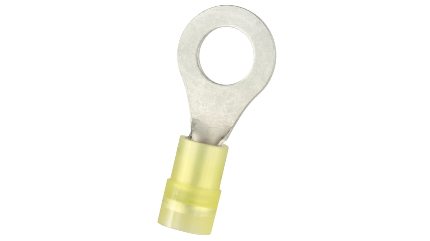 RS PRO Insulated Crimp Ring Terminal, M8 Stud Size, 4mm² to 6mm² Wire Size, Yellow