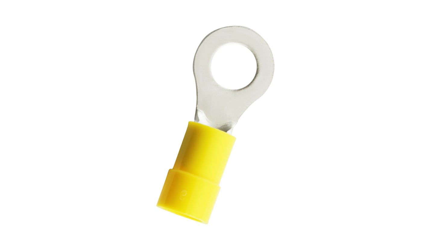 RS PRO Insulated Crimp Ring Terminal, M6 Stud Size, 4mm² to 6mm² Wire Size, Yellow