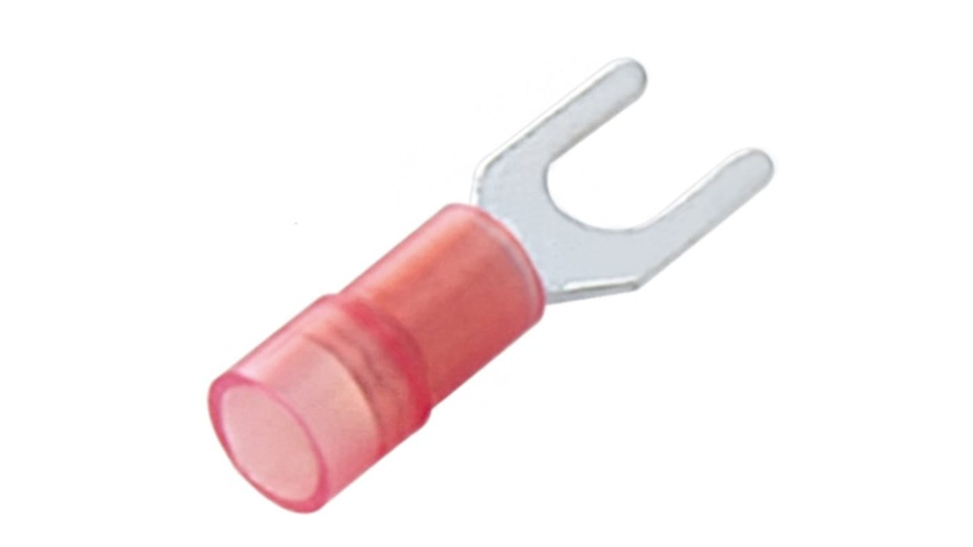 RS PRO Insulated Crimp Spade Connector, 0.5mm² to 1.5mm², 22AWG to 16AWG, 4.3mm Stud Size Nylon, Red