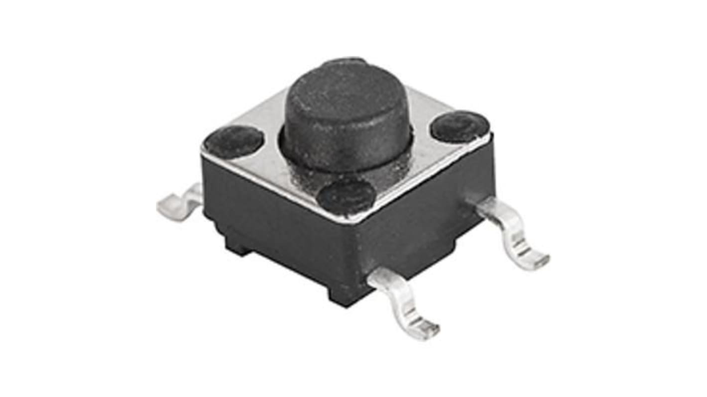 Schurter IP40 Black Tactile Switch, SPST 50mA 4.3mm Surface Mount