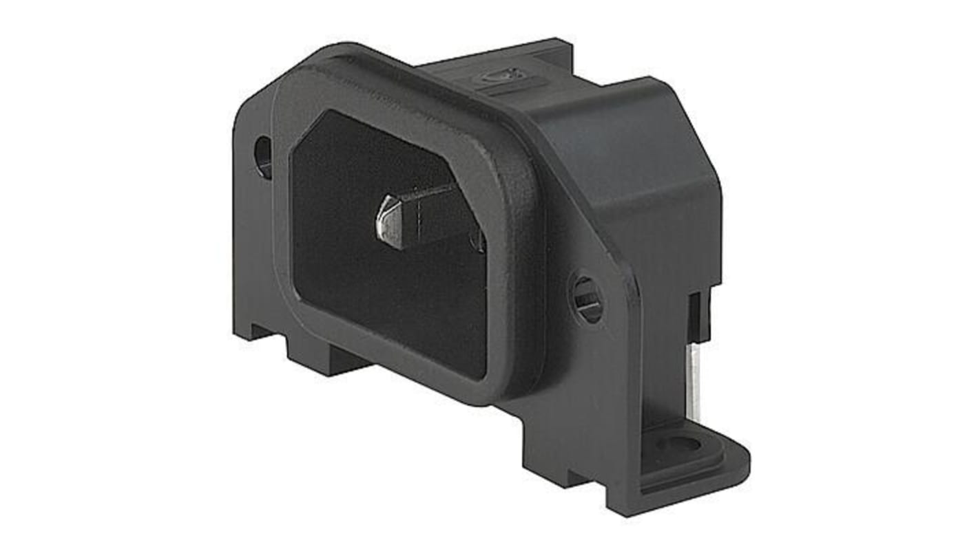 Connettore IEC C14, C18 Schurter Maschio, 10A, 250 V c.a. 30.30 x 25.50mm, Montaggio a pannello, montaggio a vite
