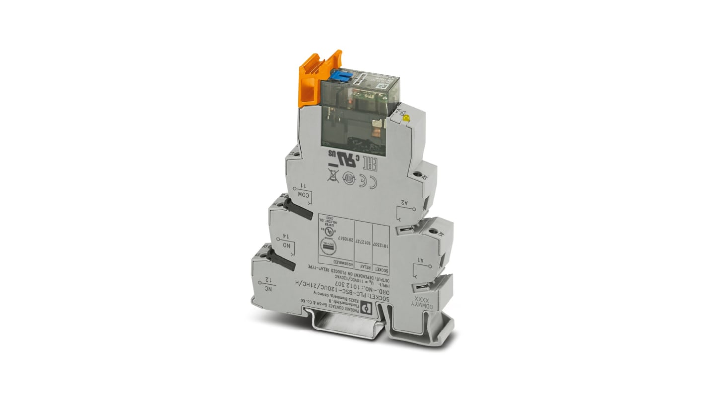 Phoenix Contact Relay Module, DIN Rail Mount, 120/110V ac/dc Coil, SPDT, 10mA Load