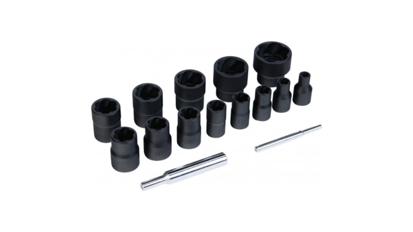 SAM 13-Piece Metric 6 → 27 mm Rounded Nut Socket Set, 6 point