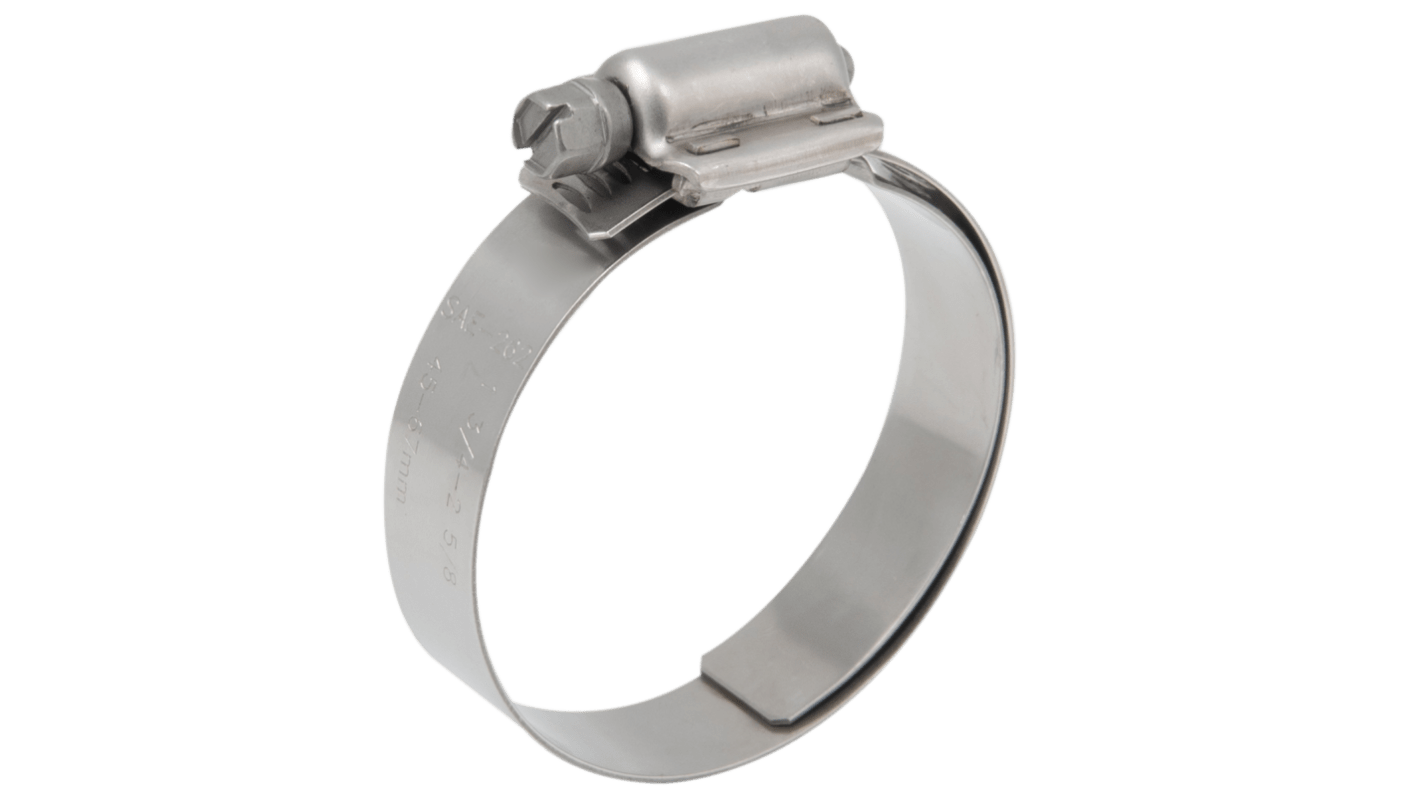 RS PRO Stainless Steel Slotted Hex Hose Clip, 16mm Band Width, 25 → 44mm ID