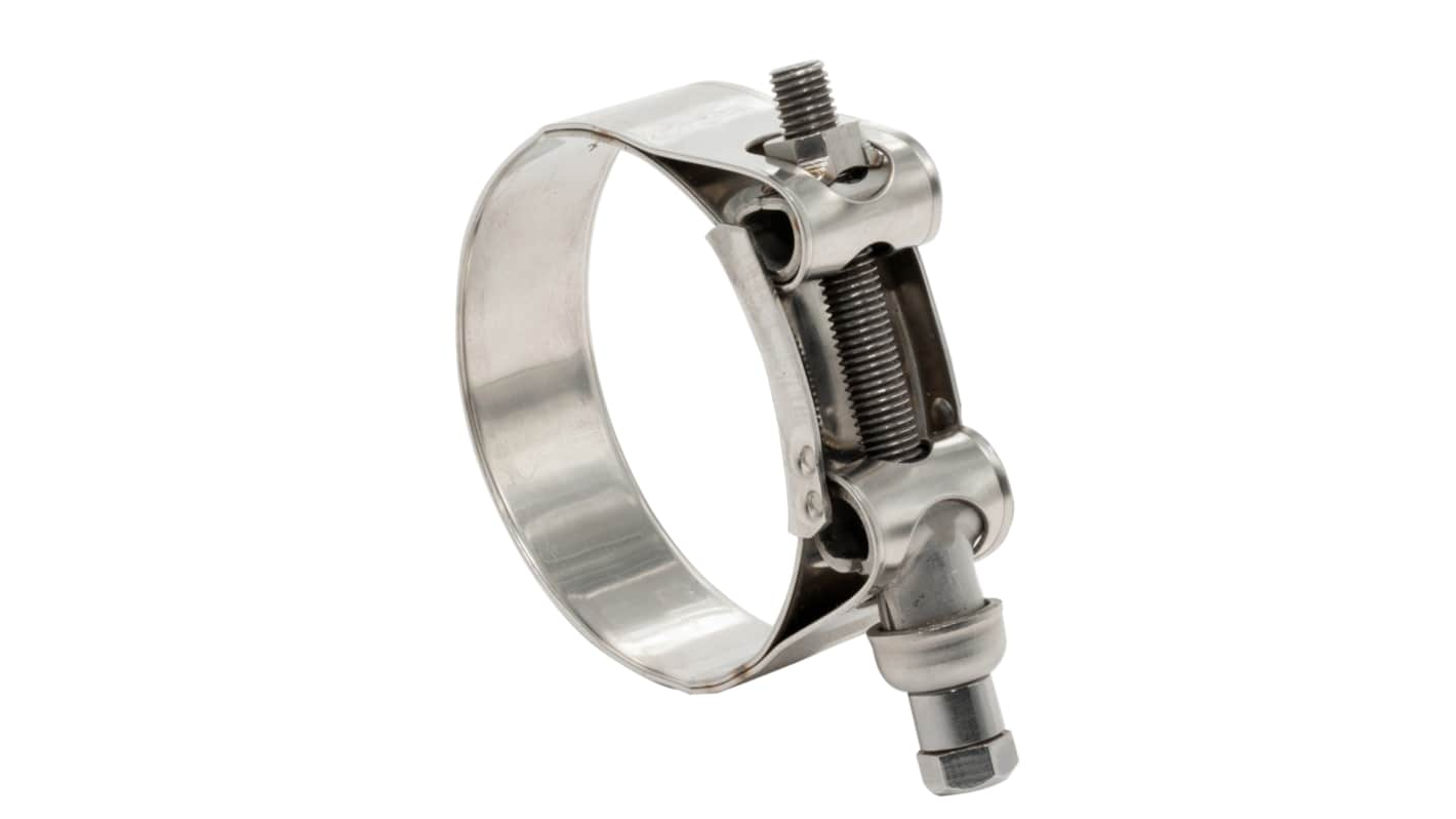 RS PRO Stainless Steel, Zinc-Plated Steel (Bolt) Bolt Head Hose Clamp, 20mm Band Width, 59 → 63mm ID