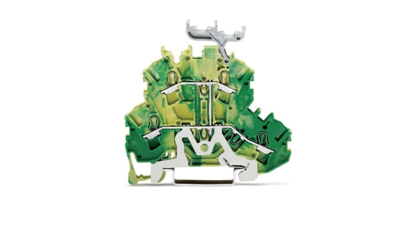 WAGO 2002-2237 TOPJOB S, 2002 Series Green/Yellow, 2.5mm², Double-Level, Push-In Cage Clamp Termination, ATEX