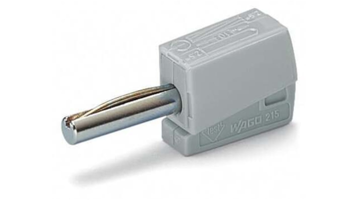 WAGO Grey Male Banana Connector, 19.5 mm Connector, Cage Clamp Termination, 20A, 42V
