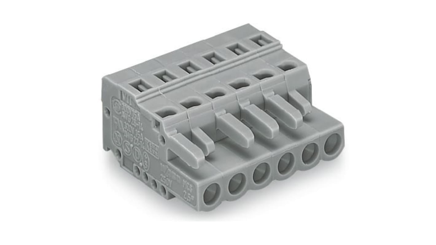 WAGO 231 Series PCB Terminal, 8-Contact, 5mm Pitch, Cable Mount, 1-Row, Cage Clamp Termination