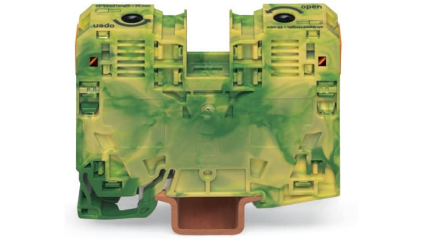 WAGO 285-137 285 Series Green/Yellow, 35mm², Single-Level, Power Cage Clamp Termination, ATEX