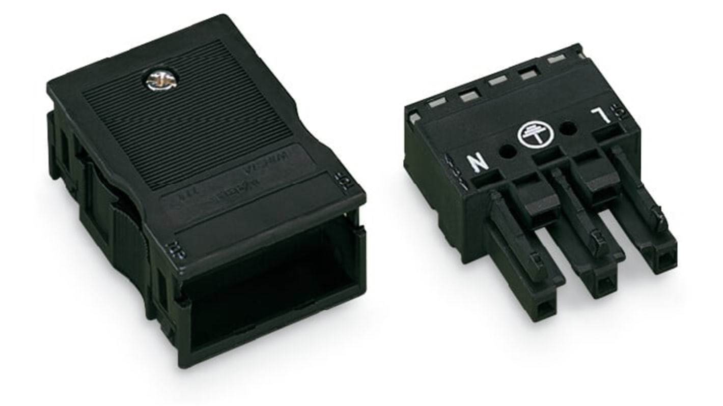 WAGO 770 Series Lighting Connector, 3-Pole, Female, 3-Way, Flush Mount, 25A