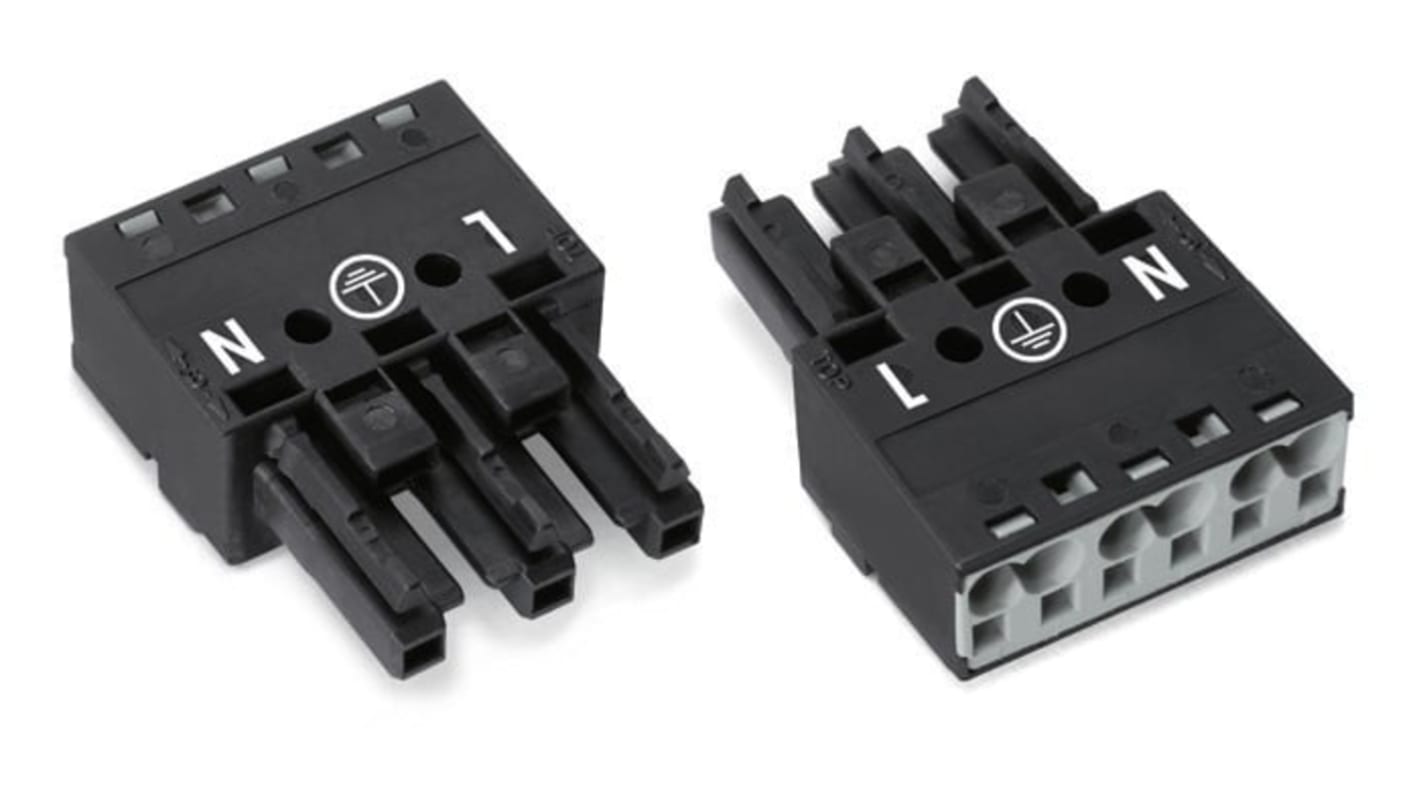 WAGO 770 Series Lighting Connector, 3-Pole, Female, 3-Way, Cable Mount, 25A