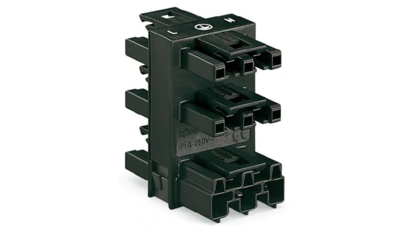 WAGO 770 Series Lighting Connector, 3-Pole, Female, 5-Way, Flush Mount, 25A