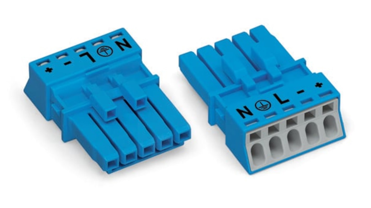 WAGO 890 Series Lighting Connector, 5-Pole, Female, 5-Way, Cable Mount, 16A