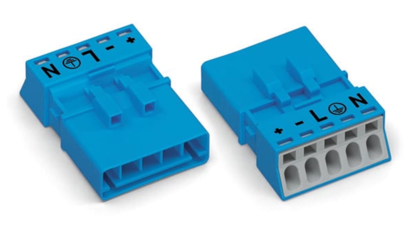 WAGO 890 Series Lighting Connector, 5-Pole, Male, 5-Way, Cable Mount, 13A