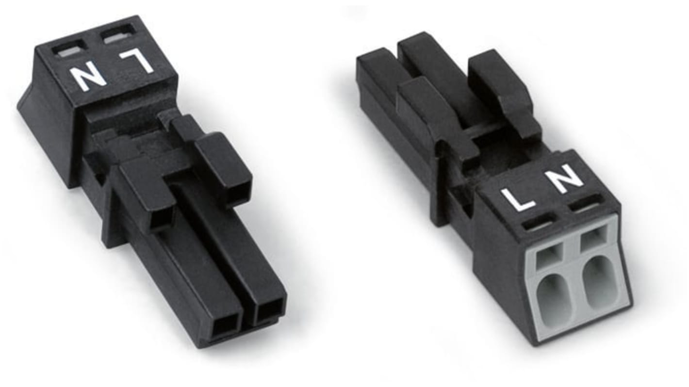 WAGO 890 Series Lighting Connector, 2-Pole, Female, 2-Way, Cable Mount, 16A