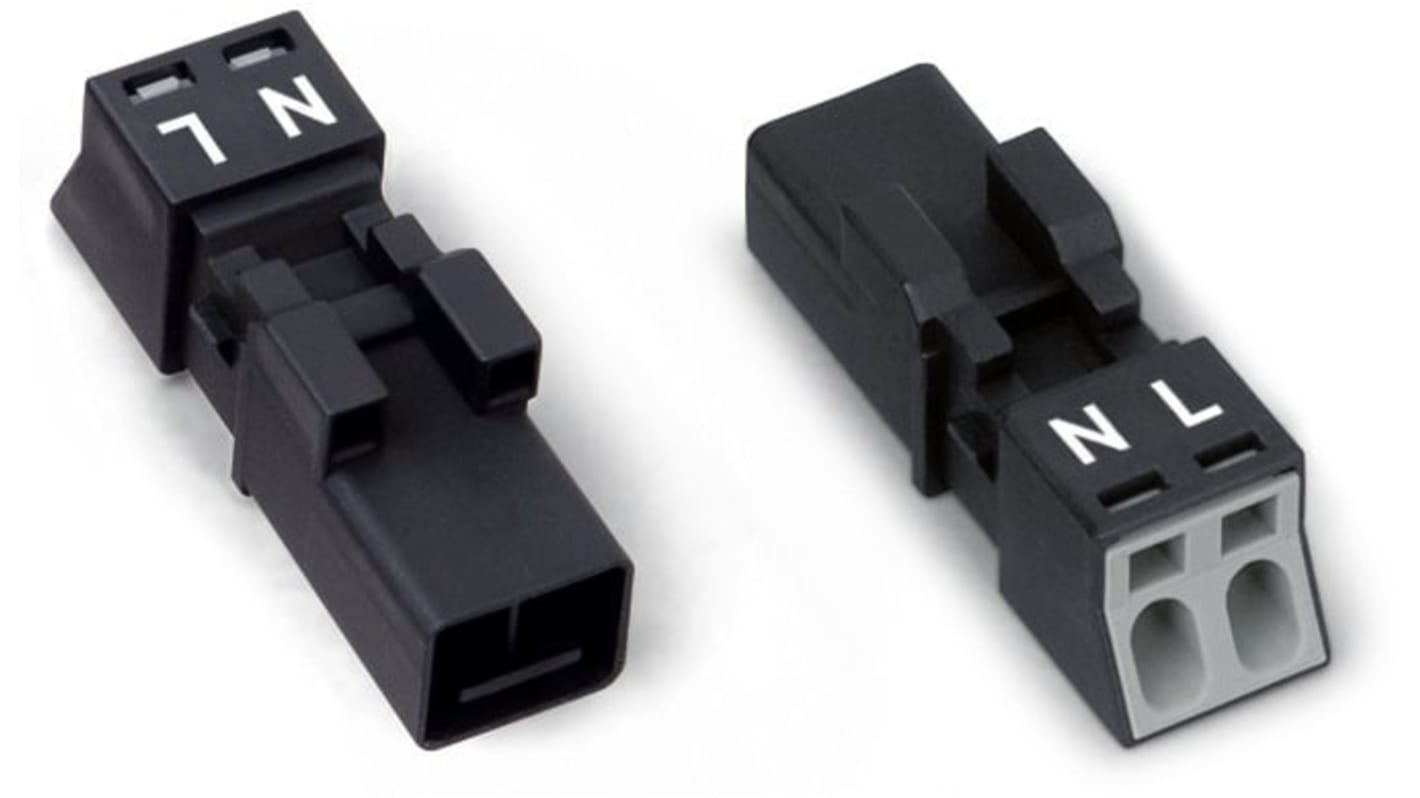 WAGO 890 Series Lighting Connector, 2-Pole, Male, 2-Way, Flush Mount, 16A