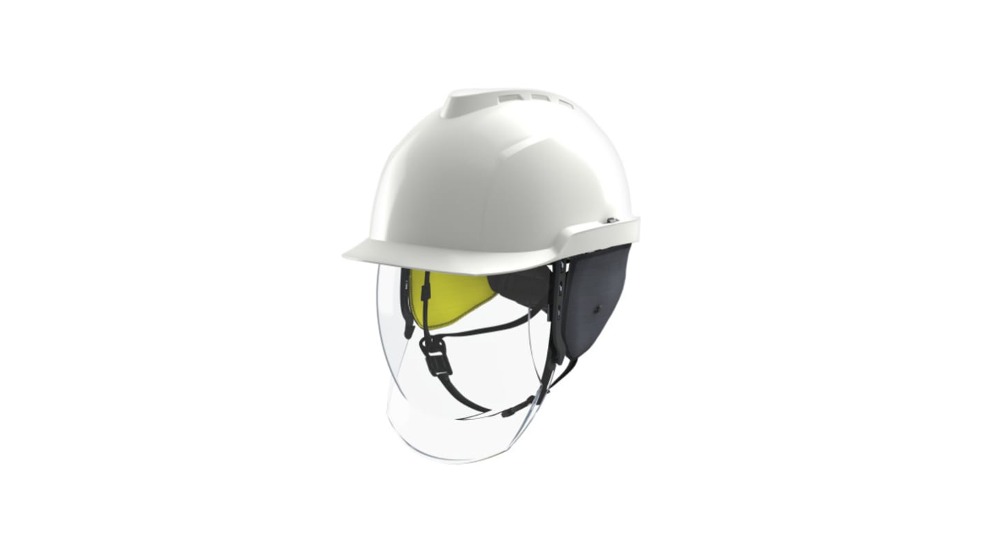 MSA Safety V-Gard 950 Schutzhelm mit Kinnriemen verstellbar und Augenschutz Weiß