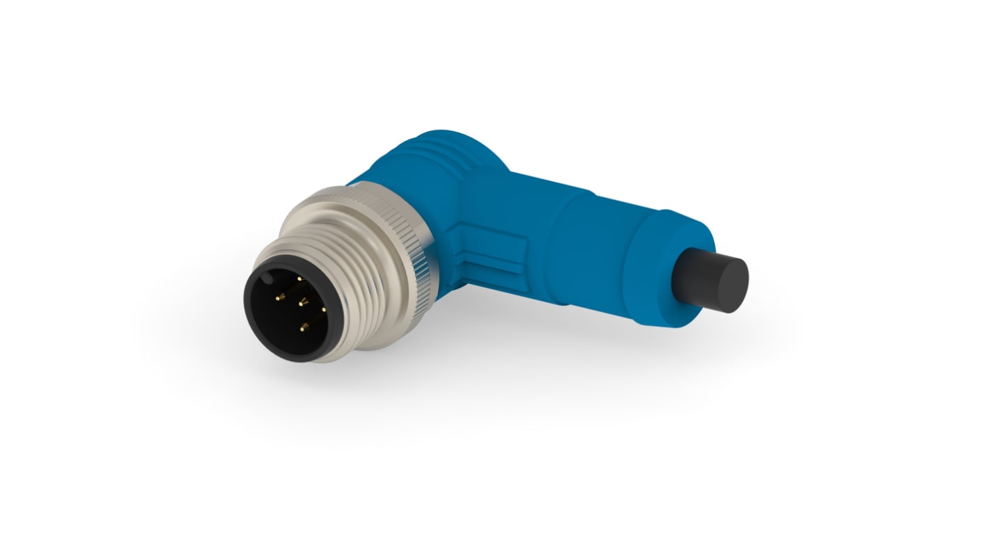 TE Connectivity Right Angle Male 5 way M12 to M12 Cable Assembly, 1.5m