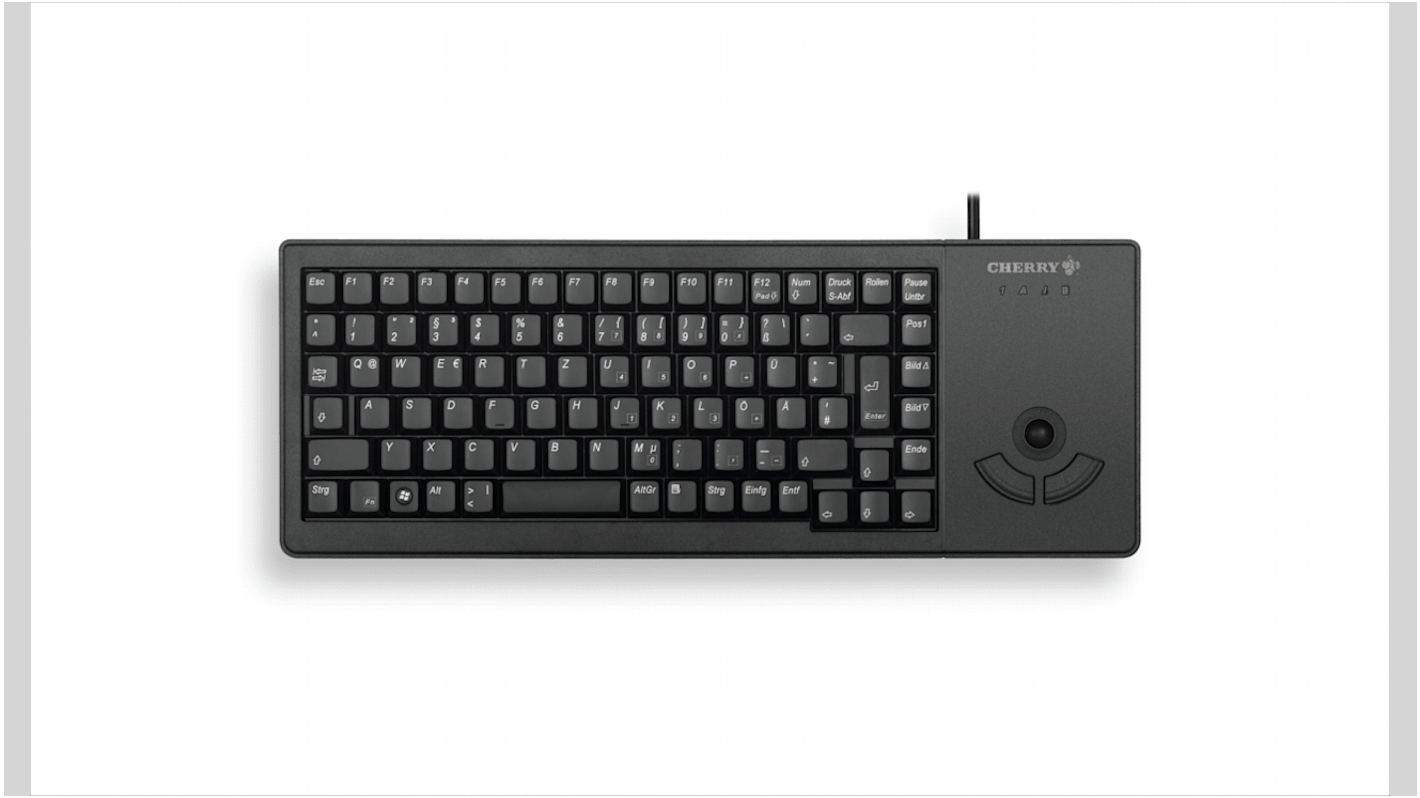 Klávesnice s trackballem, Kabelová, Černá, USB Kompaktní QWERTY (Itálie) Cherry