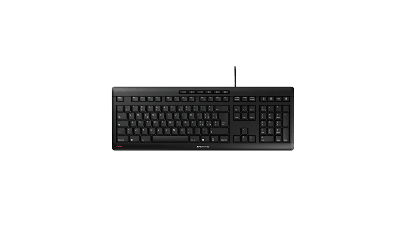 Teclado Cherry, , Con cable, Negro, USB, QWERTY (Italia)