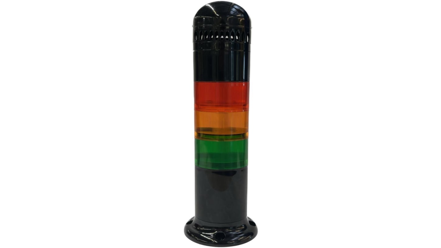 Columna de señalización RS PRO, LED, con 6 elementos Ámbar, Verde, Rojo, 120 → 240 V ac