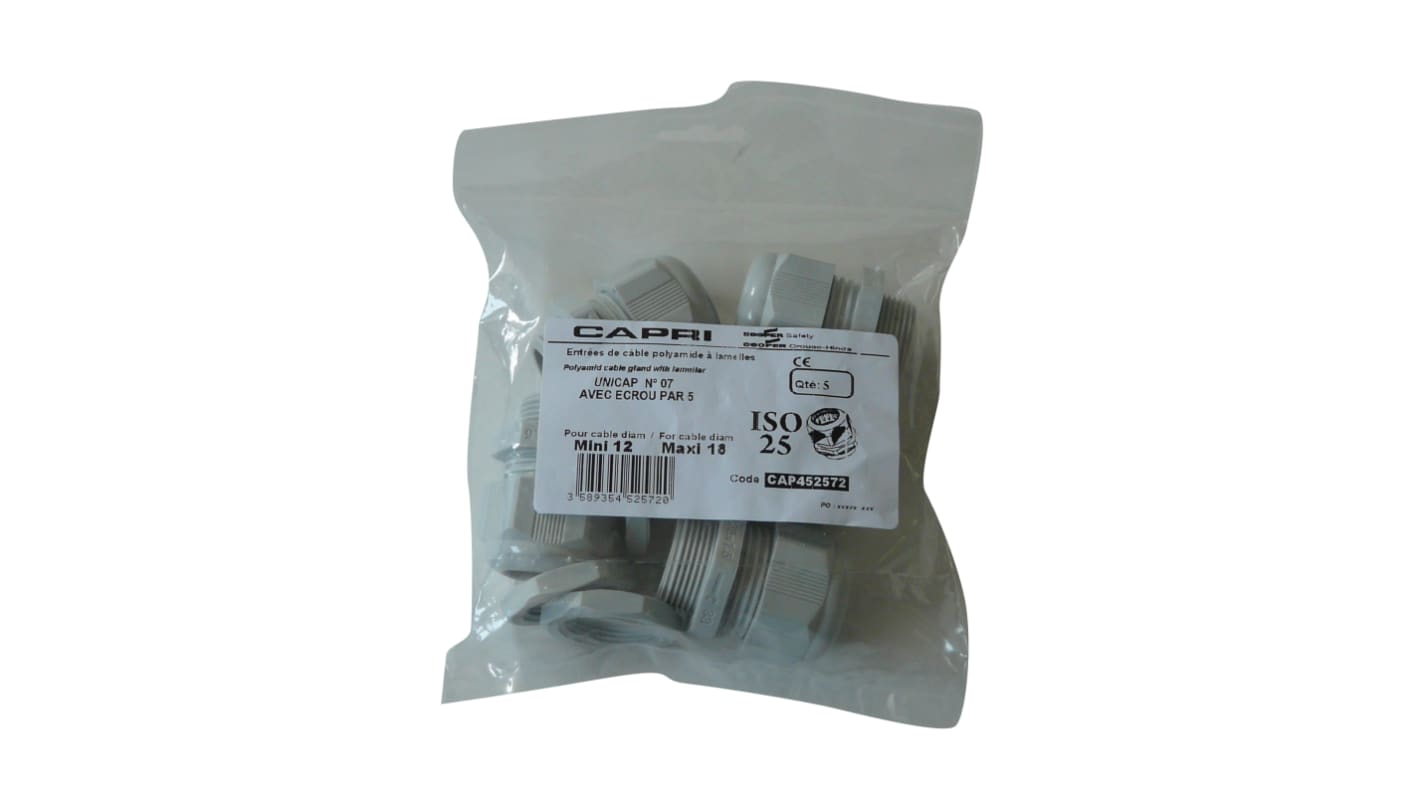Pressacavo Capri, in Poliammide, filetto PG7, Ø cavo 3mm - 6.5mm max